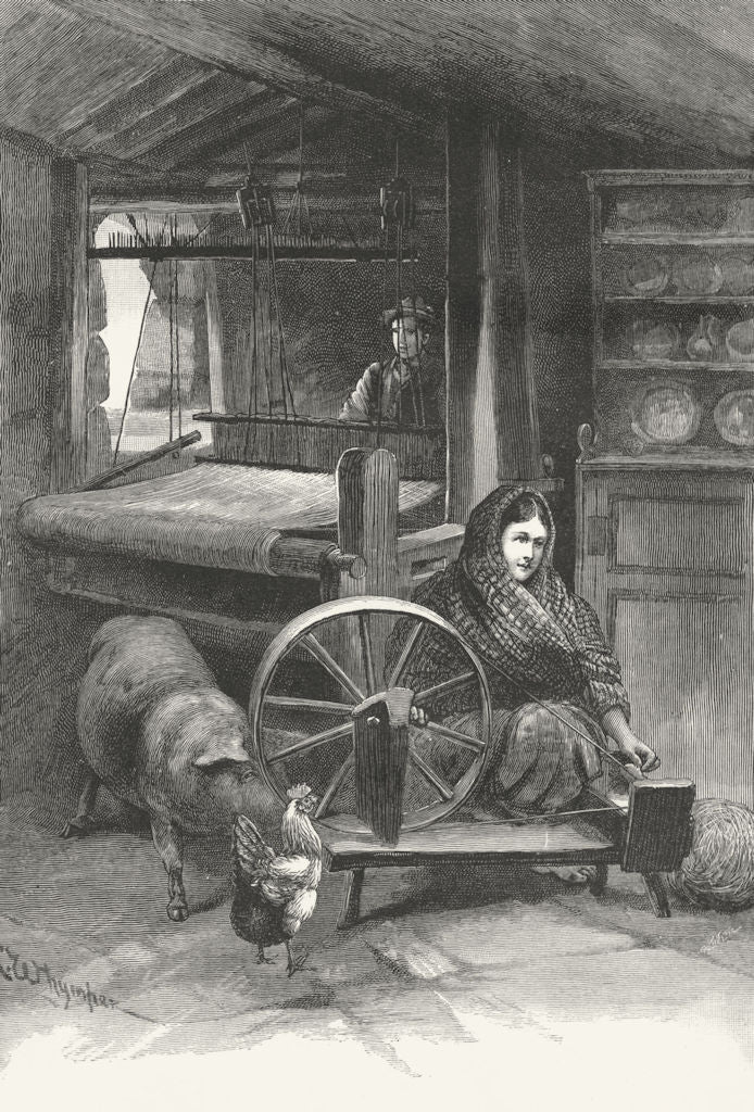 IRELAND. Irish, Hand Loom weaver spinner 1888 old antique print picture